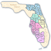 A map of the counties served by the United States District Court Middle District of Florida