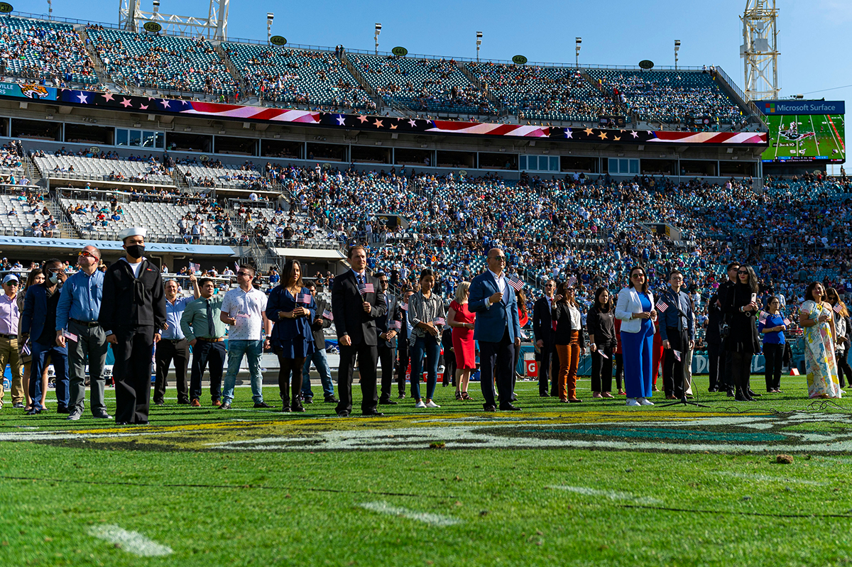 51 new Americans take the oath of citizenship at Jaguars game